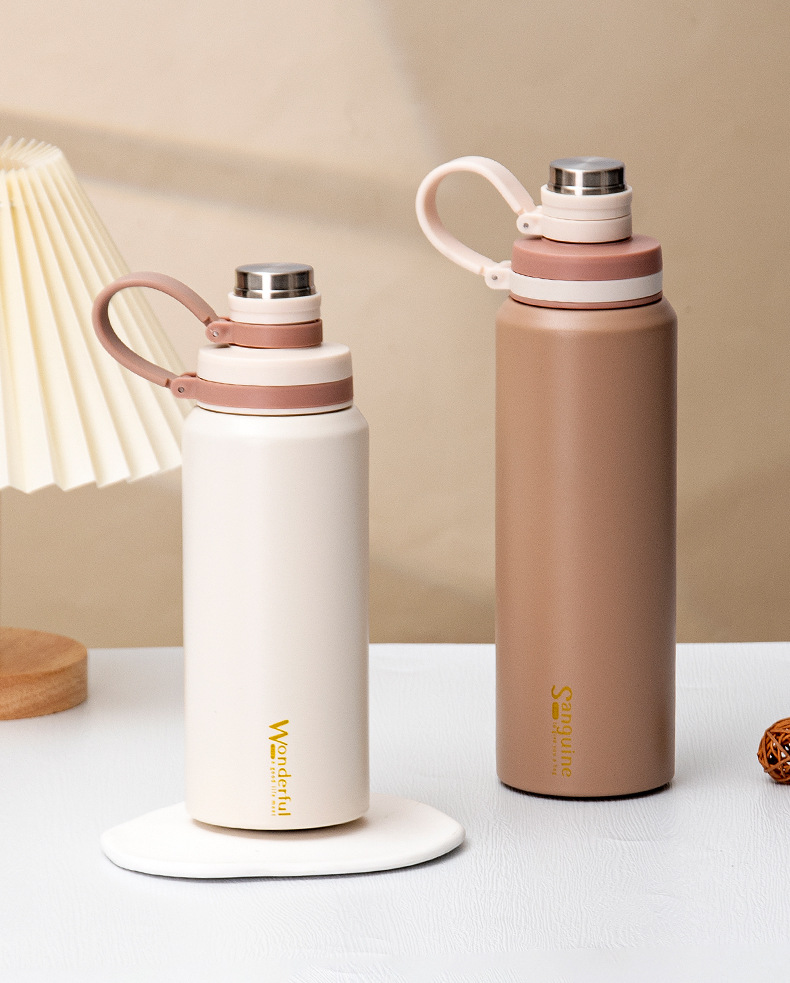 Personalized and trendy Gedu sports insulated cup, 304 stainless steel, large capacity, simple and portable, handle outdoor travel cup pic 3