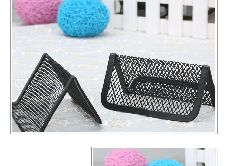 Wholesale of hotel front desk iron anti-rust business card holders, office and business business card boxes, and black metal wire mesh business card racks pic 6