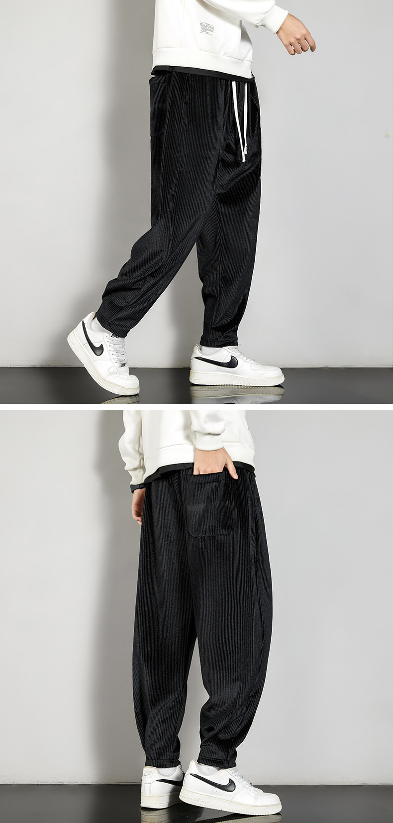 Corduroy casual pants for men, 2022 autumn/Winter new loose trendy brand tight-fitting sport pants, Harem pants with fleece sweatpants for men pic 30