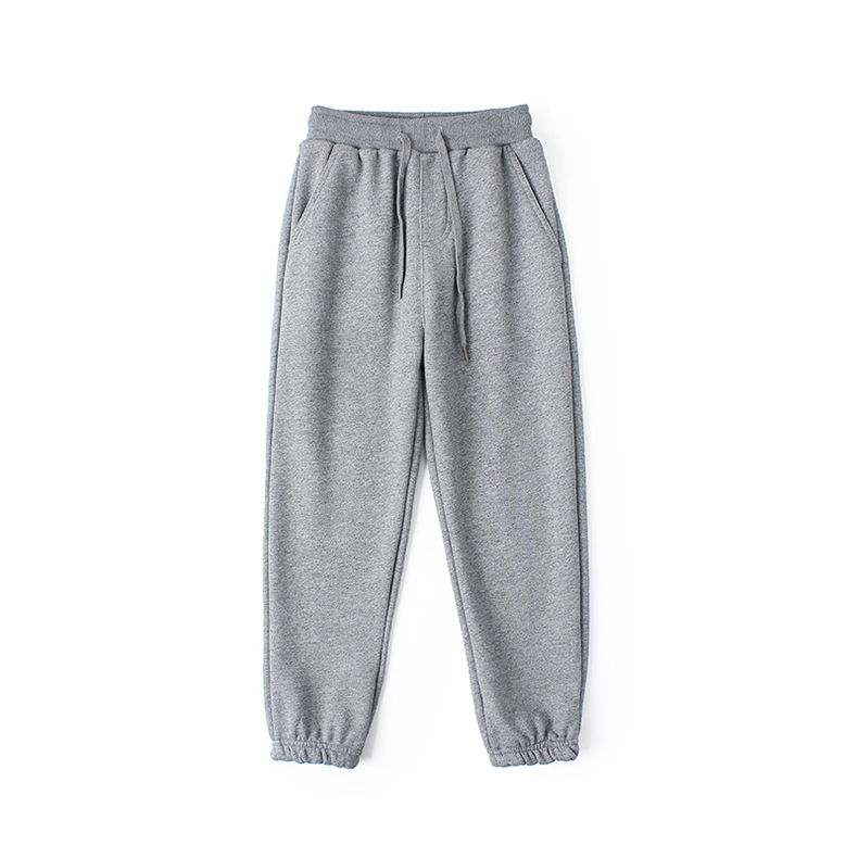 春季韩版新款男童运动长裤 大童纯色加厚毛圈卫裤女童裤子批发详情25