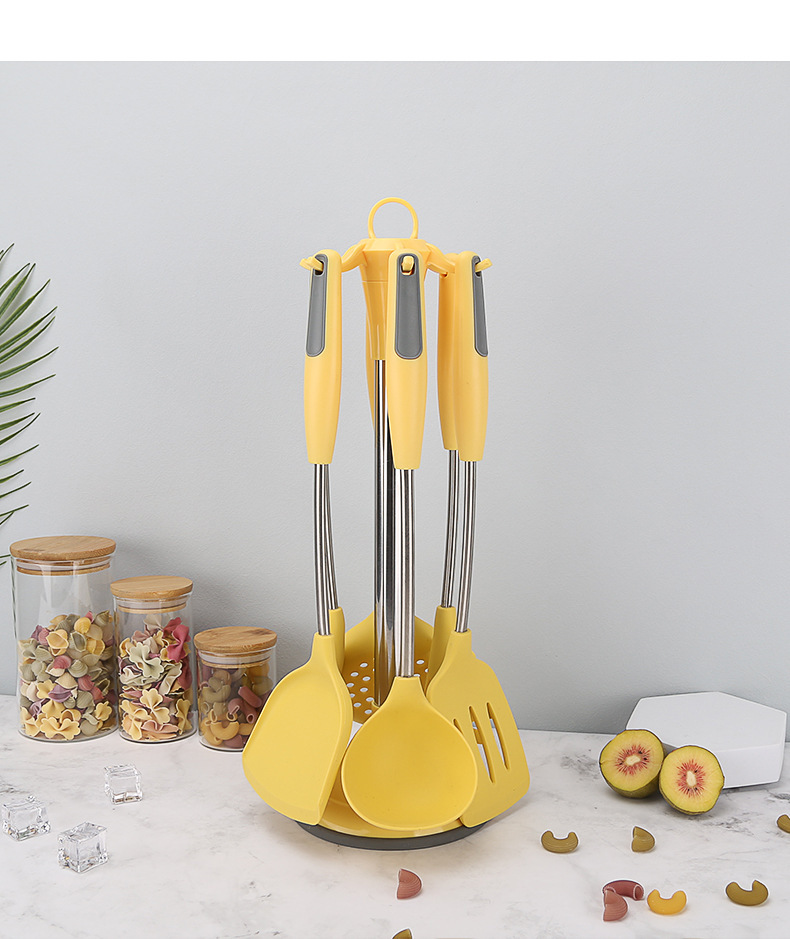 硅胶厨具7件套装 北欧风炒菜铲子家用锅铲炒勺子汤勺厨房厨具用品详情15