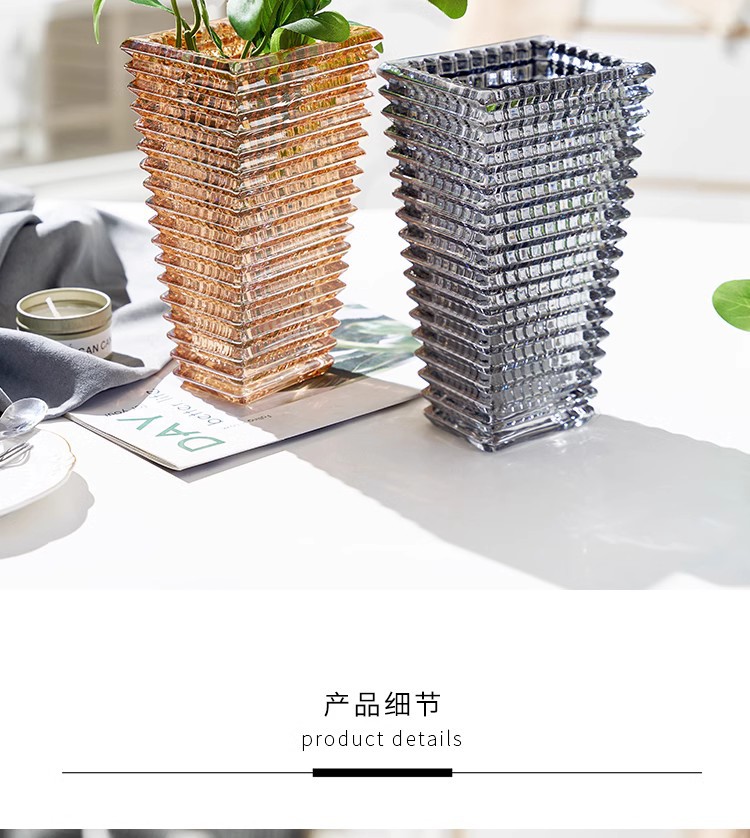 璀璨重厚水晶玻璃花瓶透明北欧水培客厅插干鲜花装饰摆件详情27
