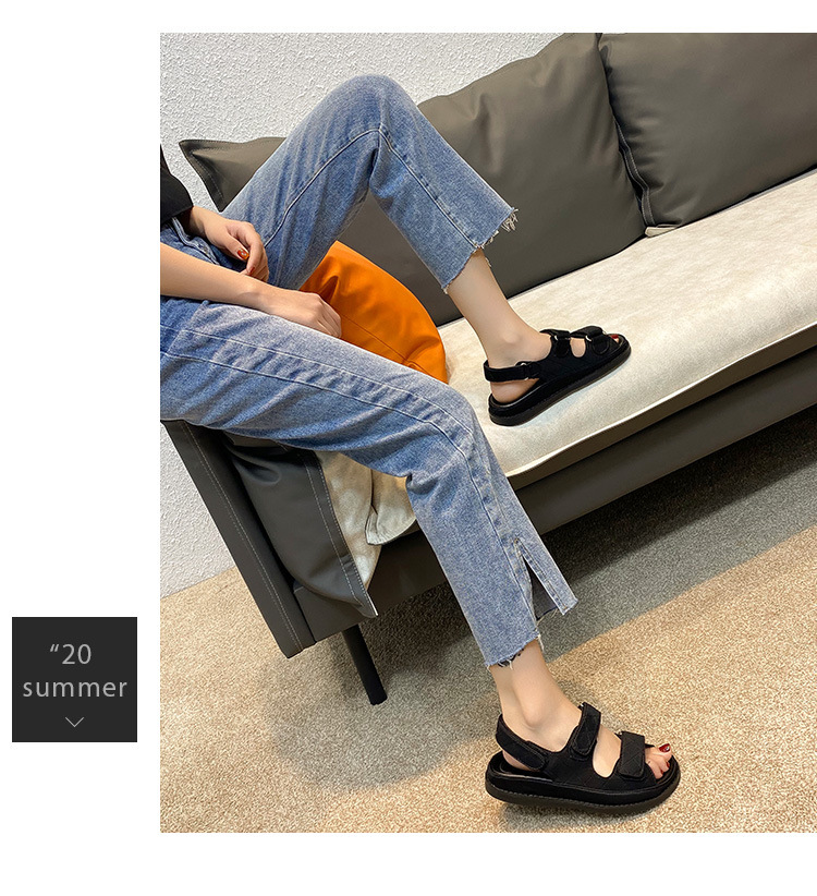 2024夏季新款小香风魔术贴厚底休闲运动凉鞋百搭平底沙滩罗马女鞋详情6