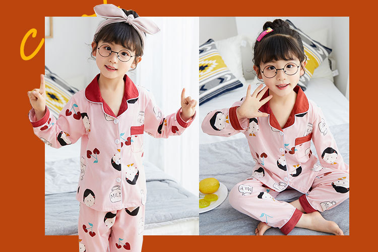 儿童睡衣女孩针织棉春秋冬开衫翻领长袖外贸男工厂宝宝家居服套装详情62