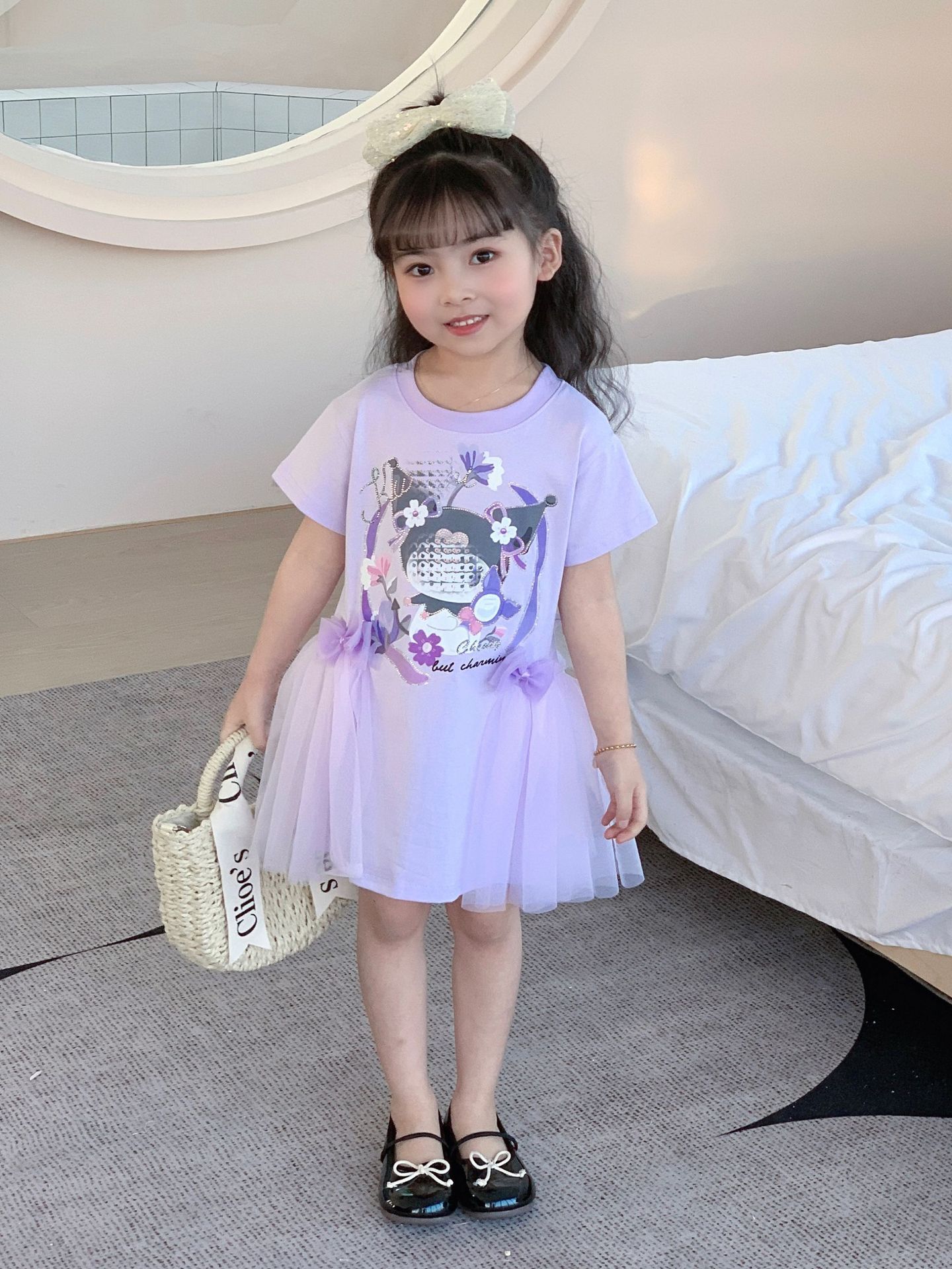 【100％纯棉】夏季新款女童连衣裙网纱公主裙烫钻闪闪可爱小童裙详情10