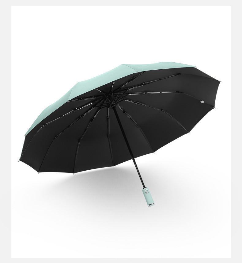 Creative three-fold 12-bone umbrella, fully automatic umbrella with logo printing, advertising umbrella, business black rubber protective 嗮 sunshade umbrella pic 28