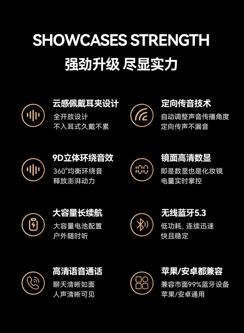 M47新款耳夹式蓝牙耳机 高尔夫球款 不入耳私模数显tws无线音乐运动耳机批发 高品质音质体验详情17