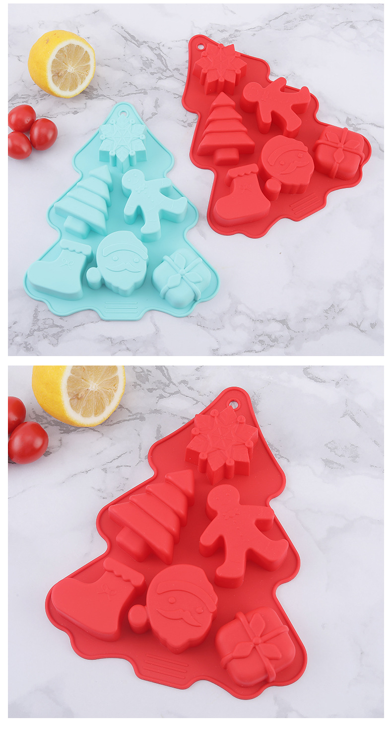 Christmas tree cake mold creative 6-hole silicone cake mold kitchen baking utensils DIY chocolate cake mold pic 20
