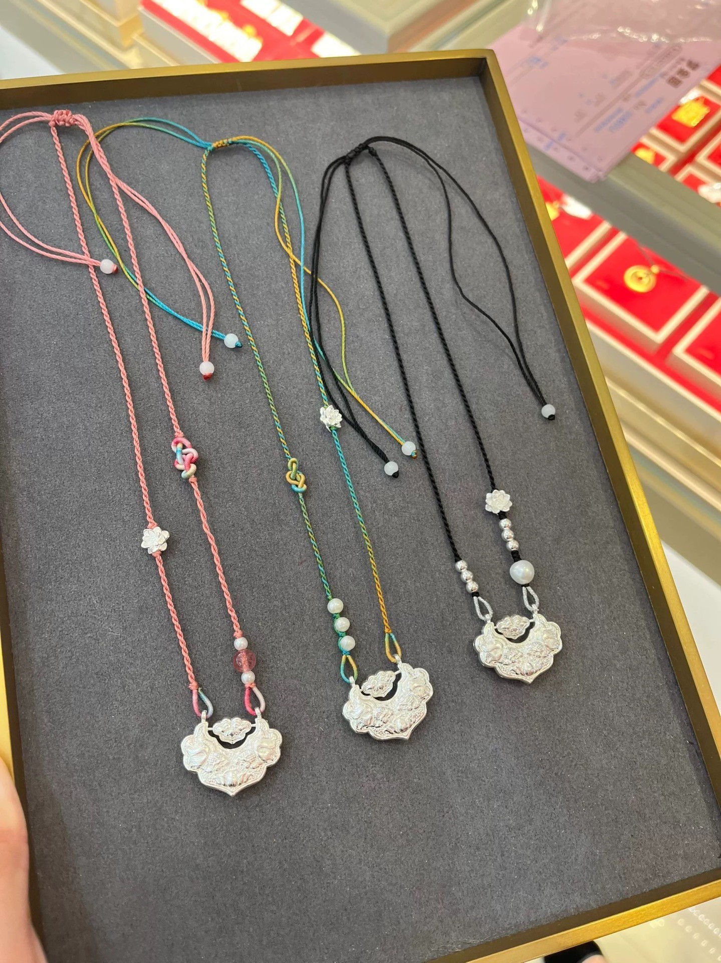 足银999锦鲤锁银莲花国风平安锁编织纯银项链双鱼如意长命锁锁骨详情27