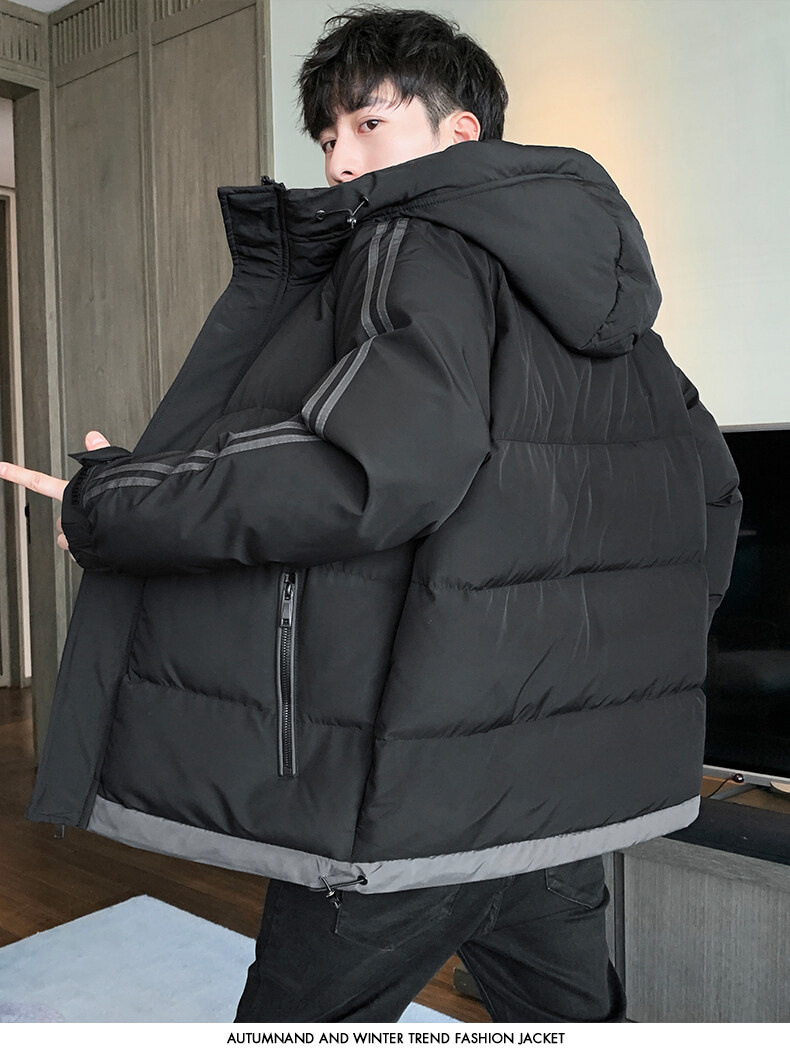 High-end large-sized winter hooded cotton-padded jacket for men, down cotton-padded jacket for overweight young men, and windproof cotton-padded jacket for overweight young men pic 8