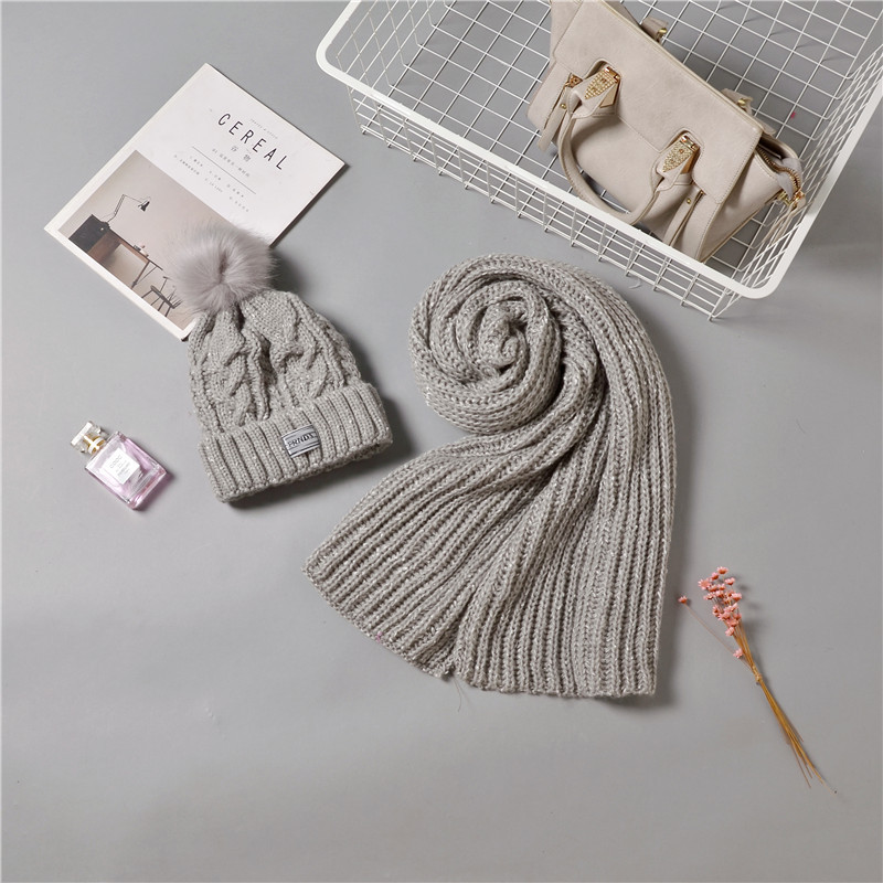 Wholesale of two-piece sets of 2020 new winter knitted pom-poms hats, warm and thick blended jacquard hats and scarves pic 11