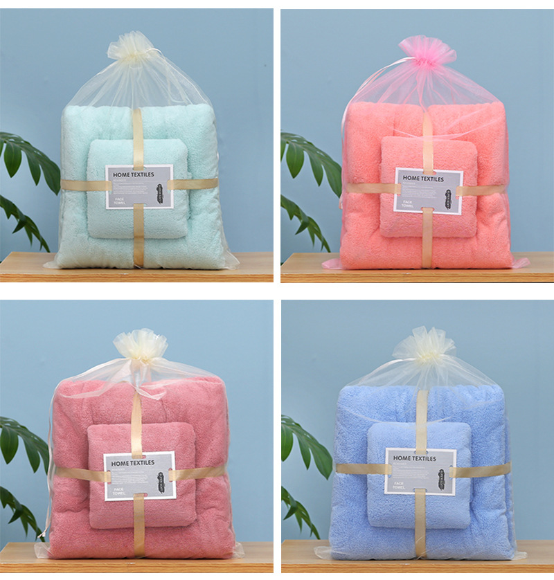 Towel, bath towel, coral fleece mother and child set, soft absorbent, thickened beach towel set, gift, logo manufacturer wholesale pic 14