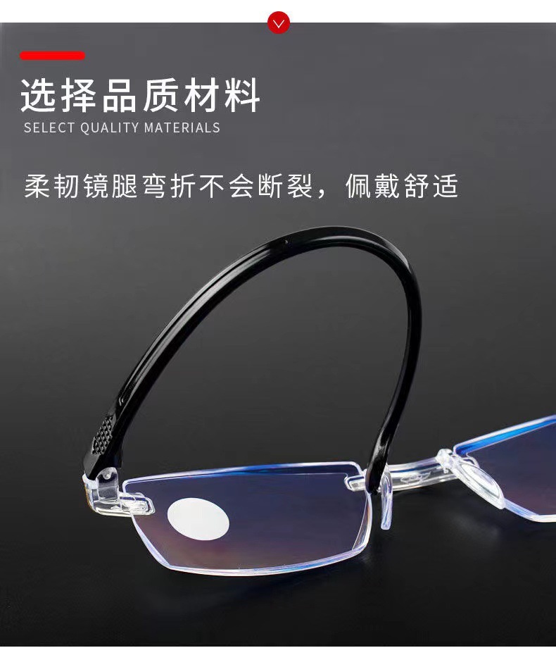 新款智能变焦无框切边老花镜跑江湖地摊老花眼镜防蓝光老花镜批发详情9