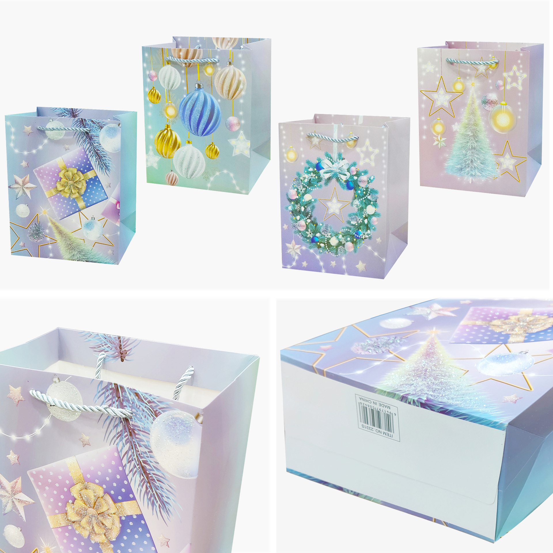 佰世特包装新款圣诞节礼品袋撒粉工艺纸袋手提袋节日包装袋批发详情10