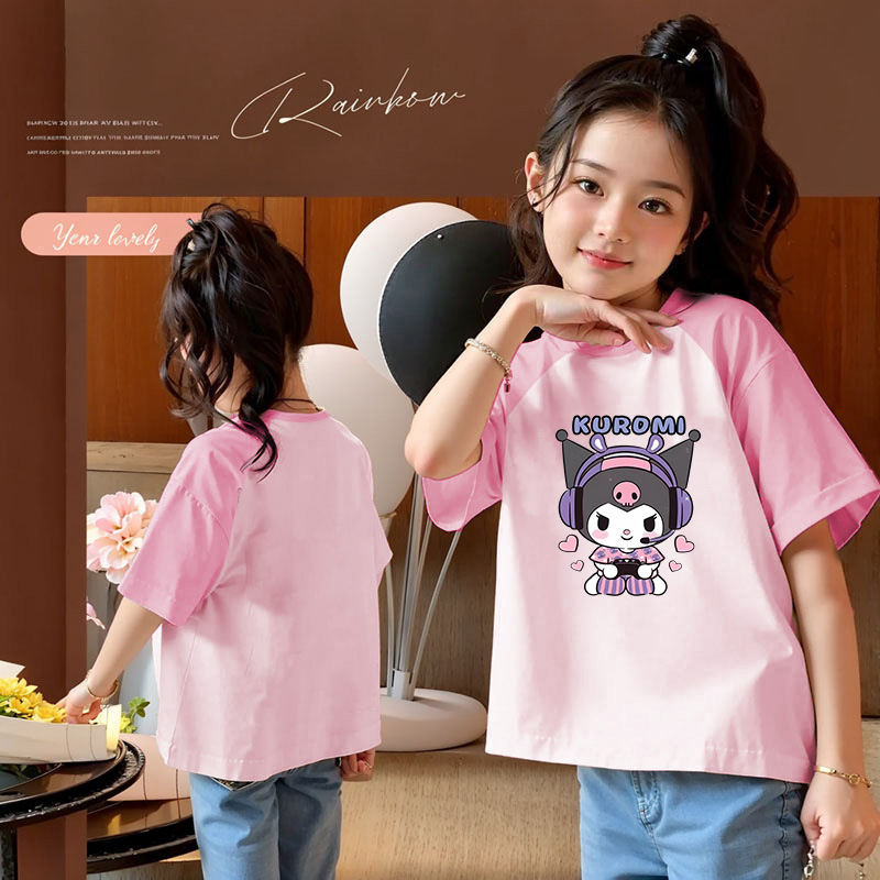 女童夏装T恤短袖2025新款中大童夏季女孩拼色半袖纯棉上衣儿童装详情10