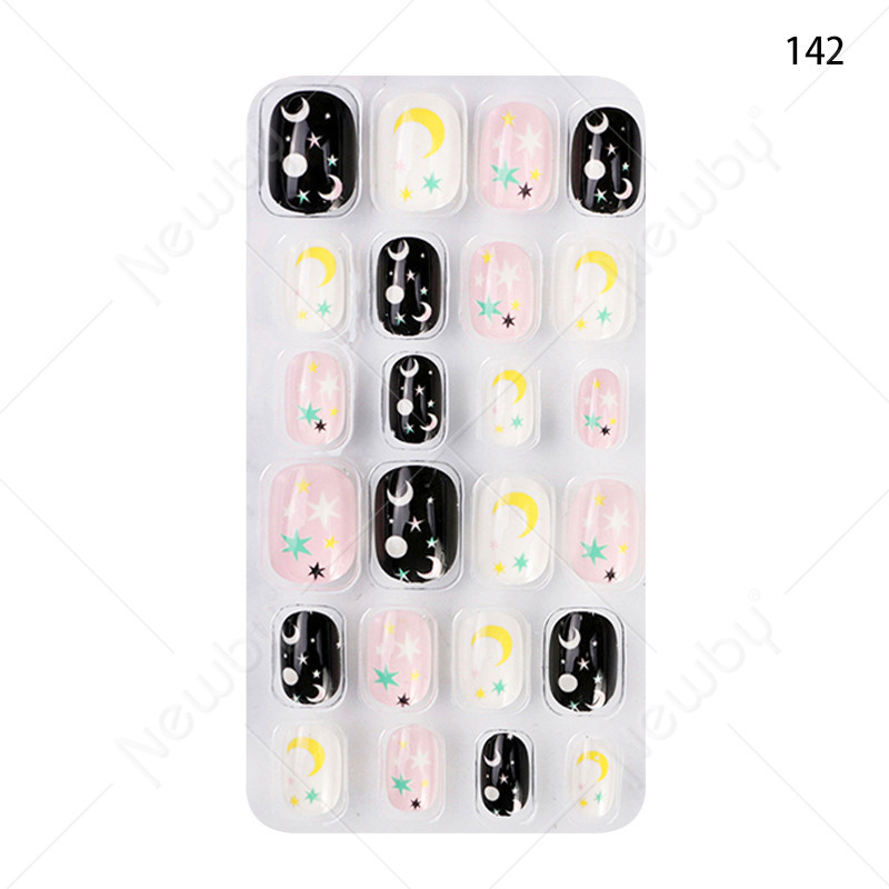 Finished nail sheets for children, 24 pieces of nail patches, cartoon Christmas fake nails, detachable nail stickers with adhesive backing pic 34