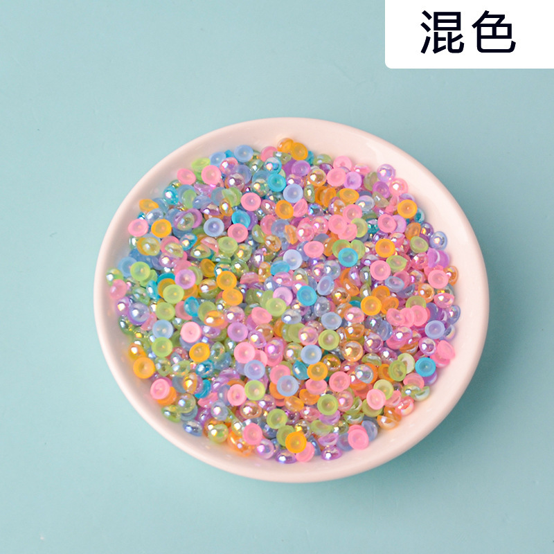 AB semi-circular pearl acrylic transparent AB color semi-circular imitation pearl diy nail art AB accessory flat-bottomed pearl pic 6