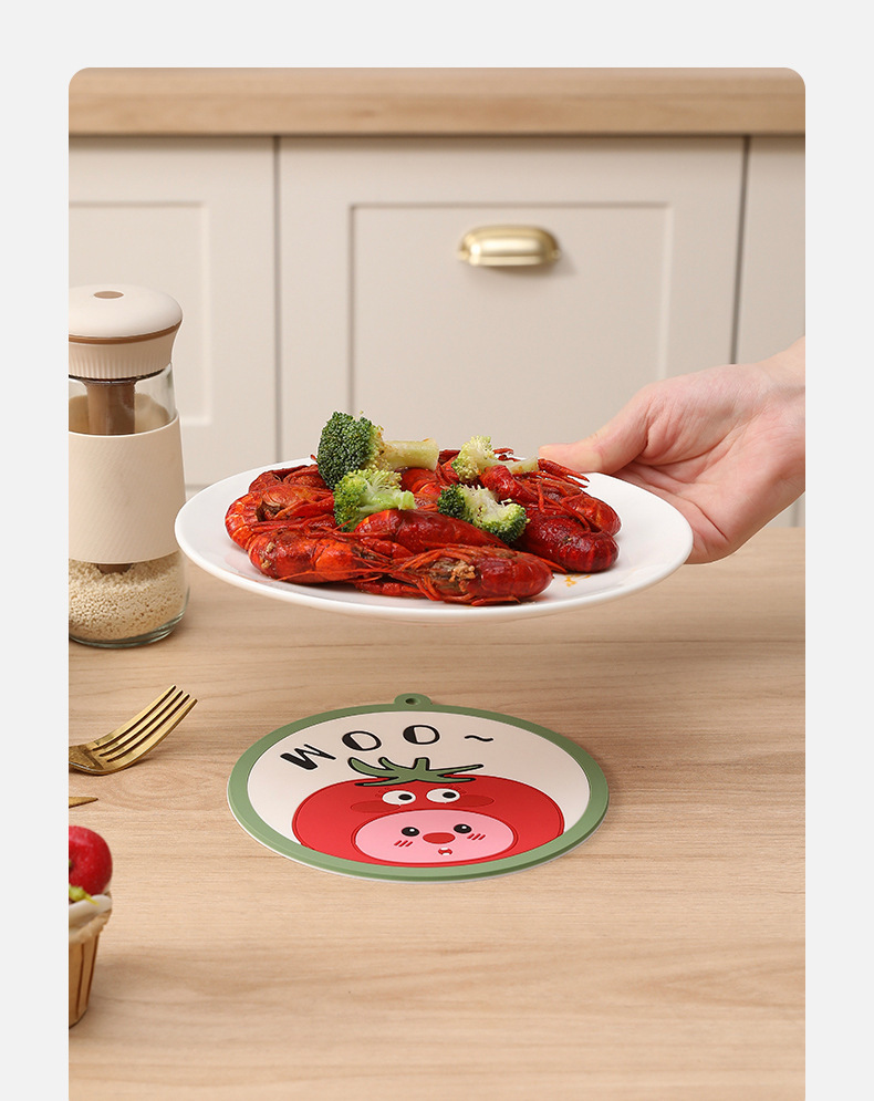 Cartoon fruit heat insulation pad, anti-slip soft rubber pad, coaster, high-temperature resistant clay pot pad, PVC soft rubber placemat, placemat pic 12