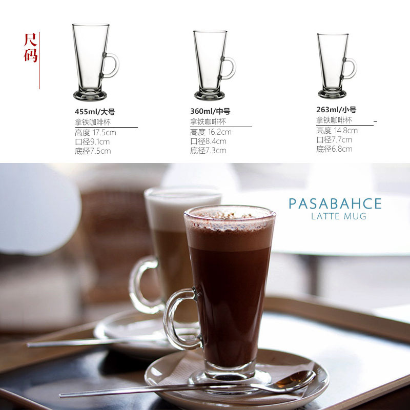 Wholesale of European-style lead-free tempered glass coffee cups, household milk cups, latte layered creative glass cups with handles pic 2