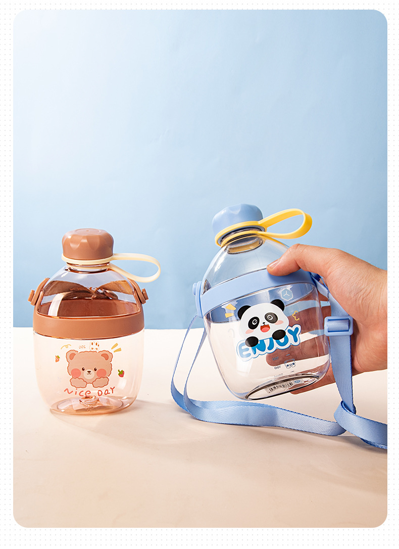Yiben Cool Space Cup, a square plastic cup, is cute and fresh. It is portable with a shoulder strap and can be carried by hand. It can be used diagonally to carry a water cup pic 5