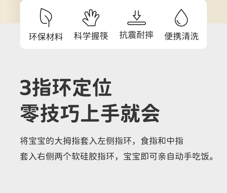 儿童训练筷宝宝1-2岁练习矫正卡通学习筷食品级立体筷子餐具喂养详情2