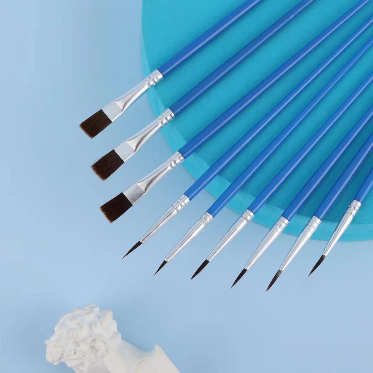 新款水粉油画笔 尼龙毛培训班儿童绘画笔平头斜头颜料油画笔套装详情6