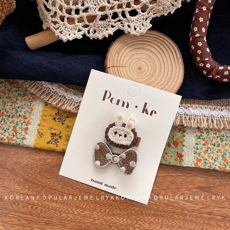 新款韩式宝宝布艺发夹卡通可爱兔兔发圈小羊珍珠初秋高弹力发圈详情12