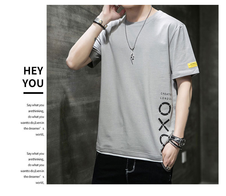 Short-sleeved T-shirt for men, Korean style, summer loose cotton T-shirt, cross-border new style, student bottom layer, half-sleeved shirt pic 35