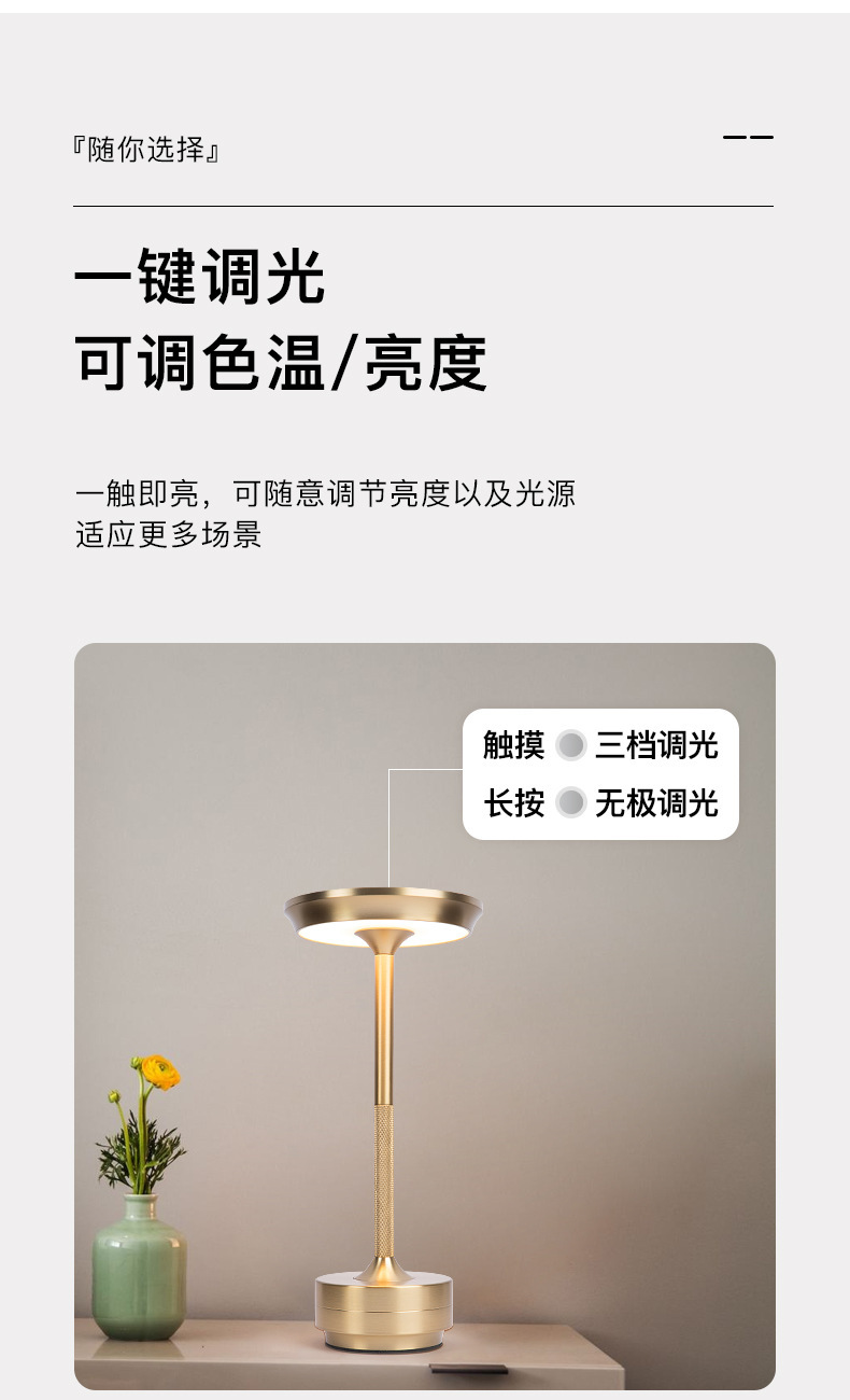 Japanese designer TURN bedroom bedside, dining table, bar decoration, desk lamp, charging atmosphere, creative night light pic 23