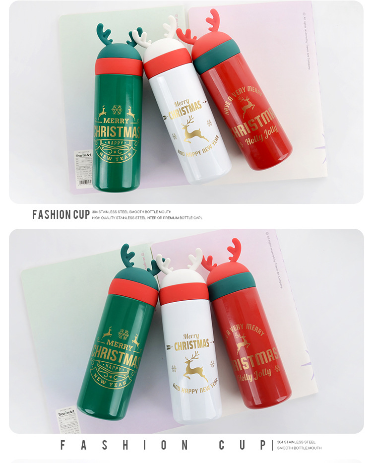 新款鹿角保温杯可爱女学生不锈钢水杯圣诞节广告礼品杯可印LOGO详情20