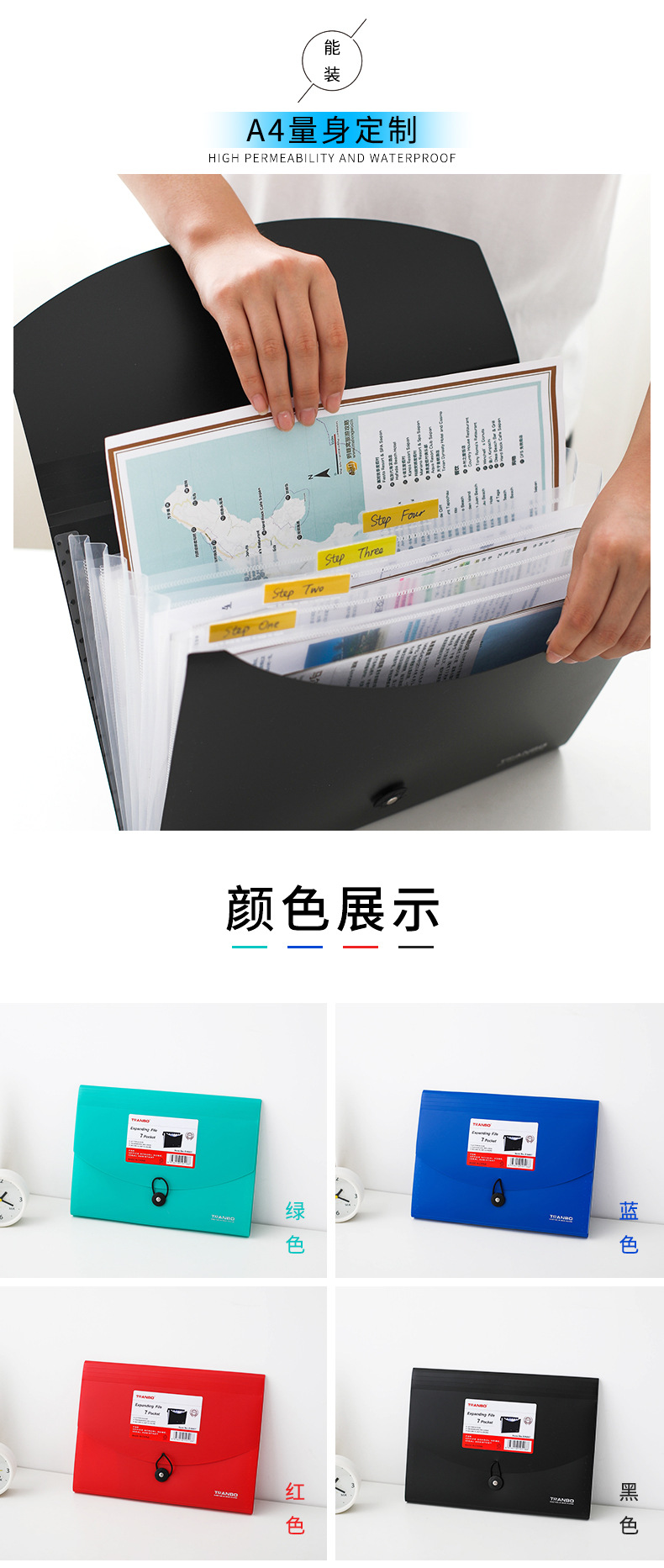 A4 organ bag folder, student test paper holder, 7-compartment classified storage holder, a4 folder, multi-layer storage bag pic 4