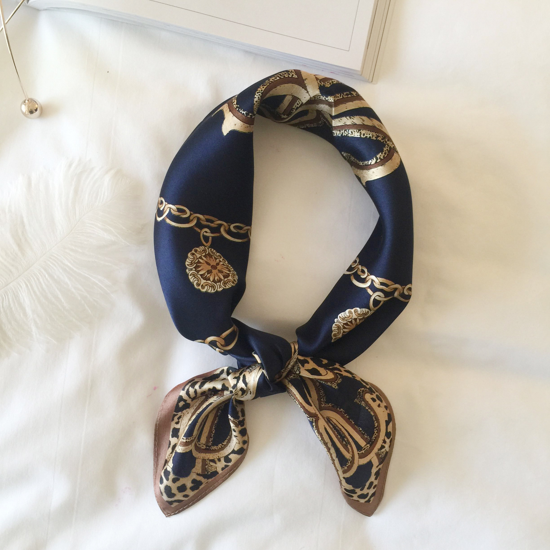 Wholesale silk scarves for overseas gifts and return gifts, cross-border silk autumn and winter decorative plain crepe satin 53cm floral neckerchiefs, small square scarves pic 110