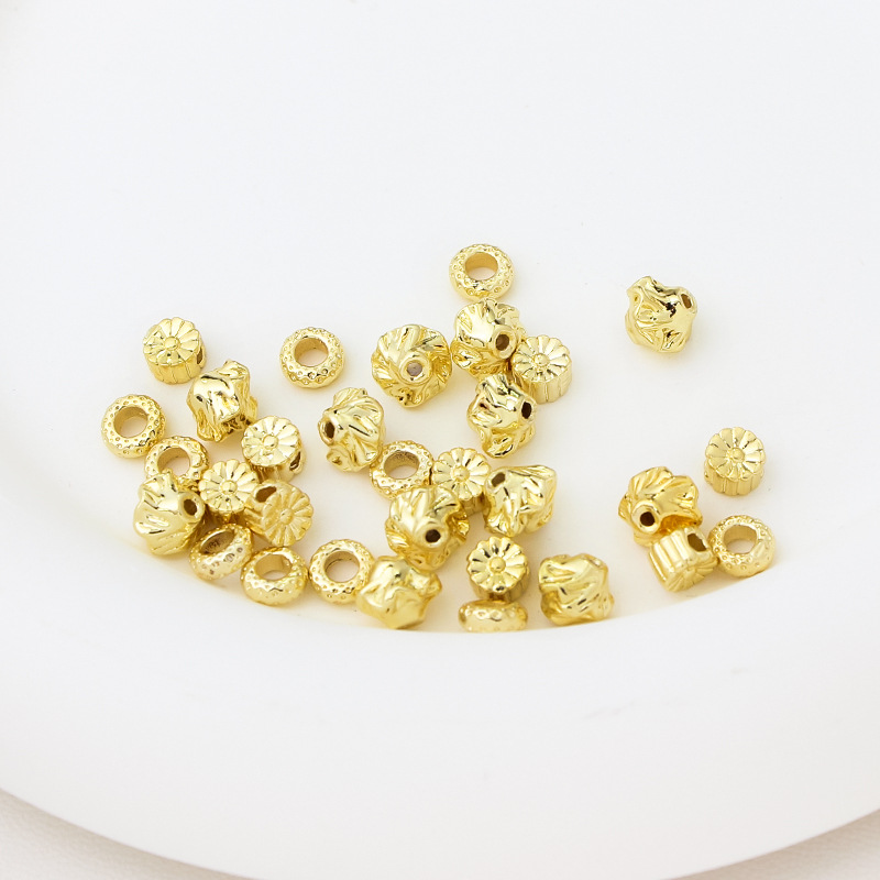 铜包金保色花形不规则直孔隔珠DIY手工饰品手链项链耳饰串珠配件详情19