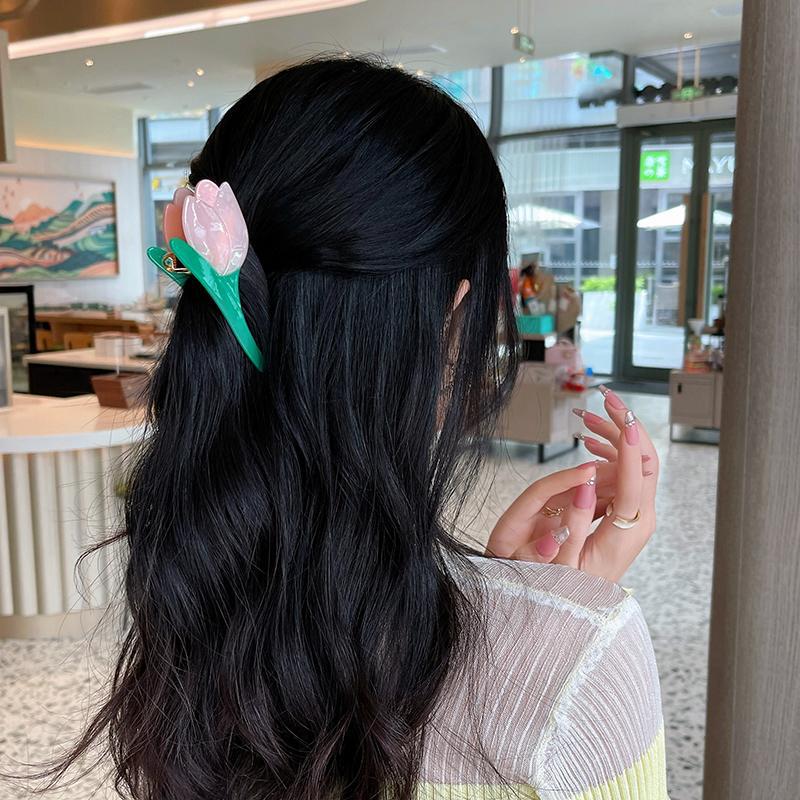 让郁金香长在头上~时髦设计感发夹花朵抓夹个性发夹鲨鱼夹发饰潮详情5