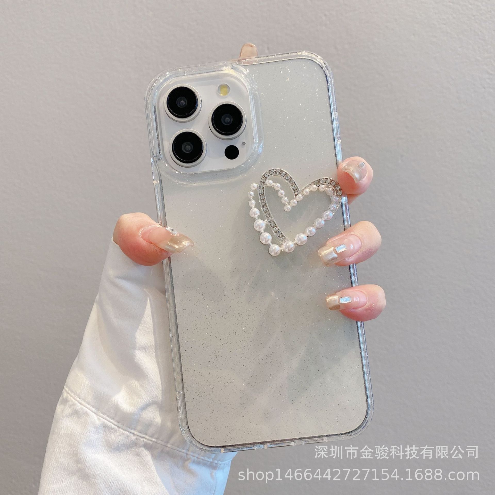 手机链条高级感 立体水晶蝴蝶结钥匙挂链 珍珠手机挂绳手腕款批发详情5