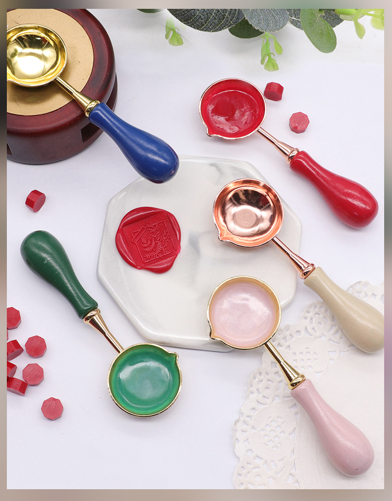 9色复古马卡龙火漆勺子  火漆印章封蜡工具配件 信封手账封蜡使用详情2