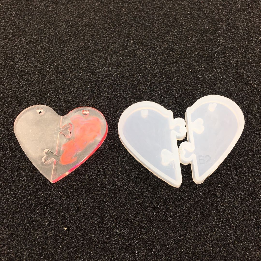 diy silicone crystal resin couple pendants, new heart-shaped pendants, heart-shaped lock ashtrays pic 11