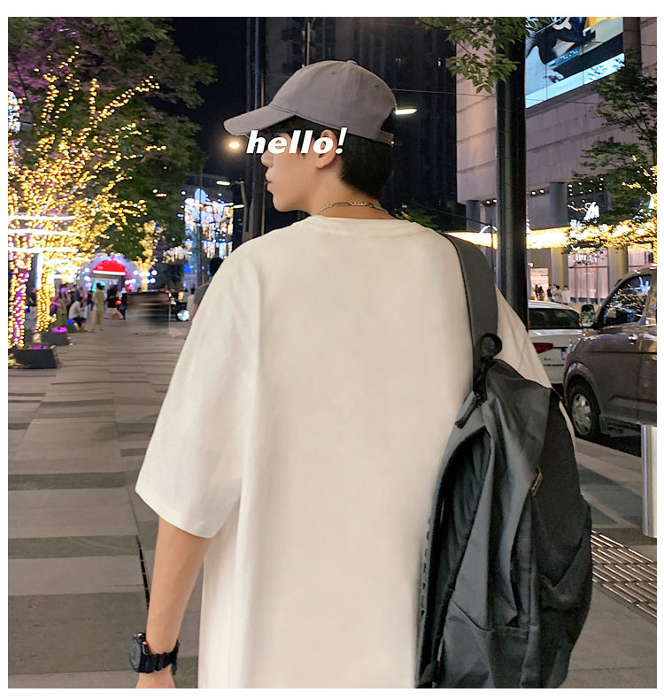 港风复古棉短袖T恤男ins潮牌夏季2024新款男装oversize宽松体恤详情9