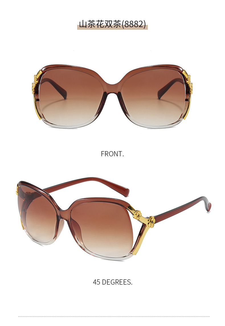 Wholesale of classic large-frame sunglasses for women with fox heads, fashionable camellia sunglasses for middle-aged and elderly people pic 12