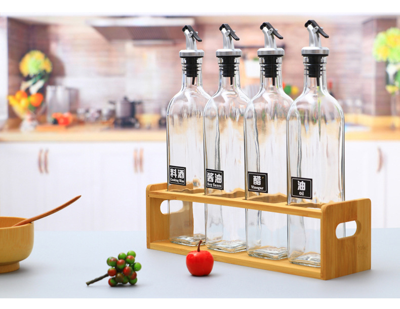 Household glass anti-hanging oil press square oil bottle, transparent oil pot, soy sauce and vinegar bottle, cooking wine anti-leakage seasoning bottle set pic 17