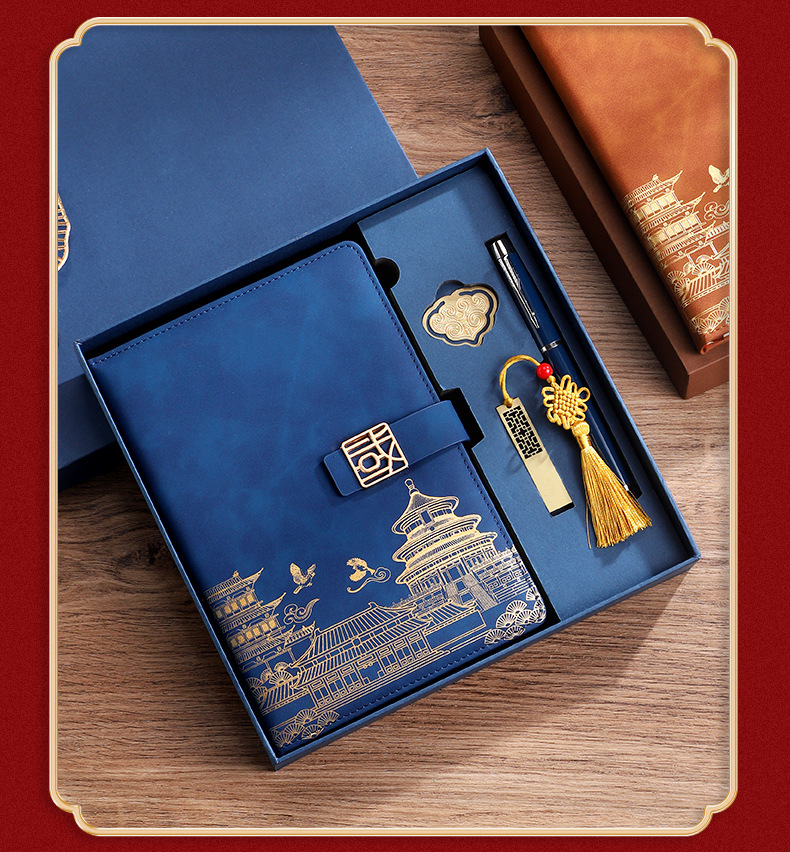 Customized A5 business national trend souvenir notebook, enterprise office meeting event gift box set with logo printing pic 16