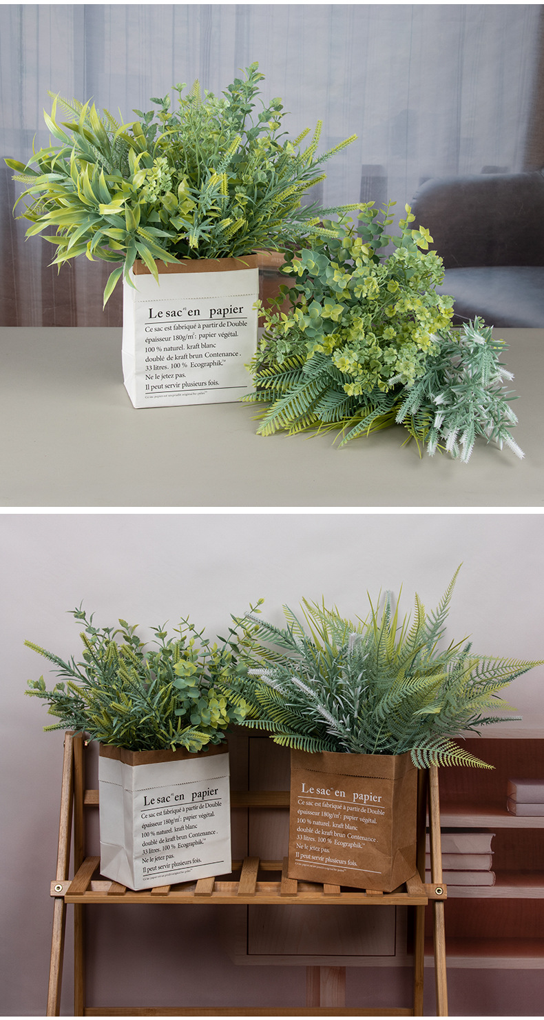 Eucalyptus artificial green plant bunches, outdoor greening artificial plant projects, fence grass, hotel soft decoration artificial flowers pic 33