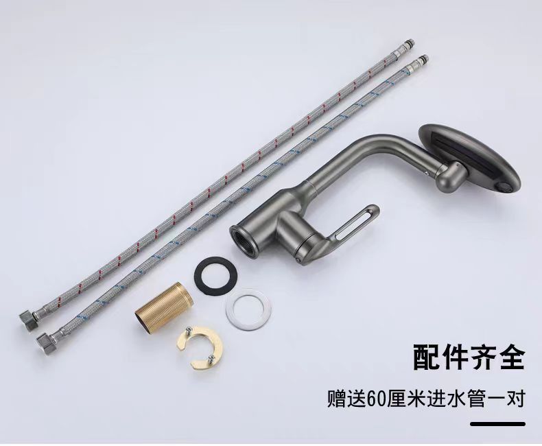 枪灰色面盆冷热家用洗脸盆洗漱台盆多功能可旋转飞雨瀑布水龙头铜详情18