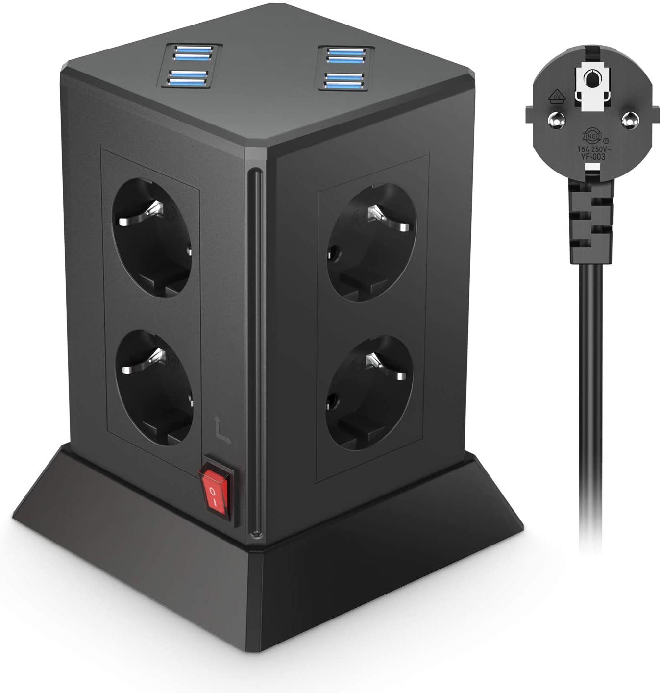 European standard tower socket, vertical socket with USB charging socket, multi-functional socket and creative socket desktop socket pic 4