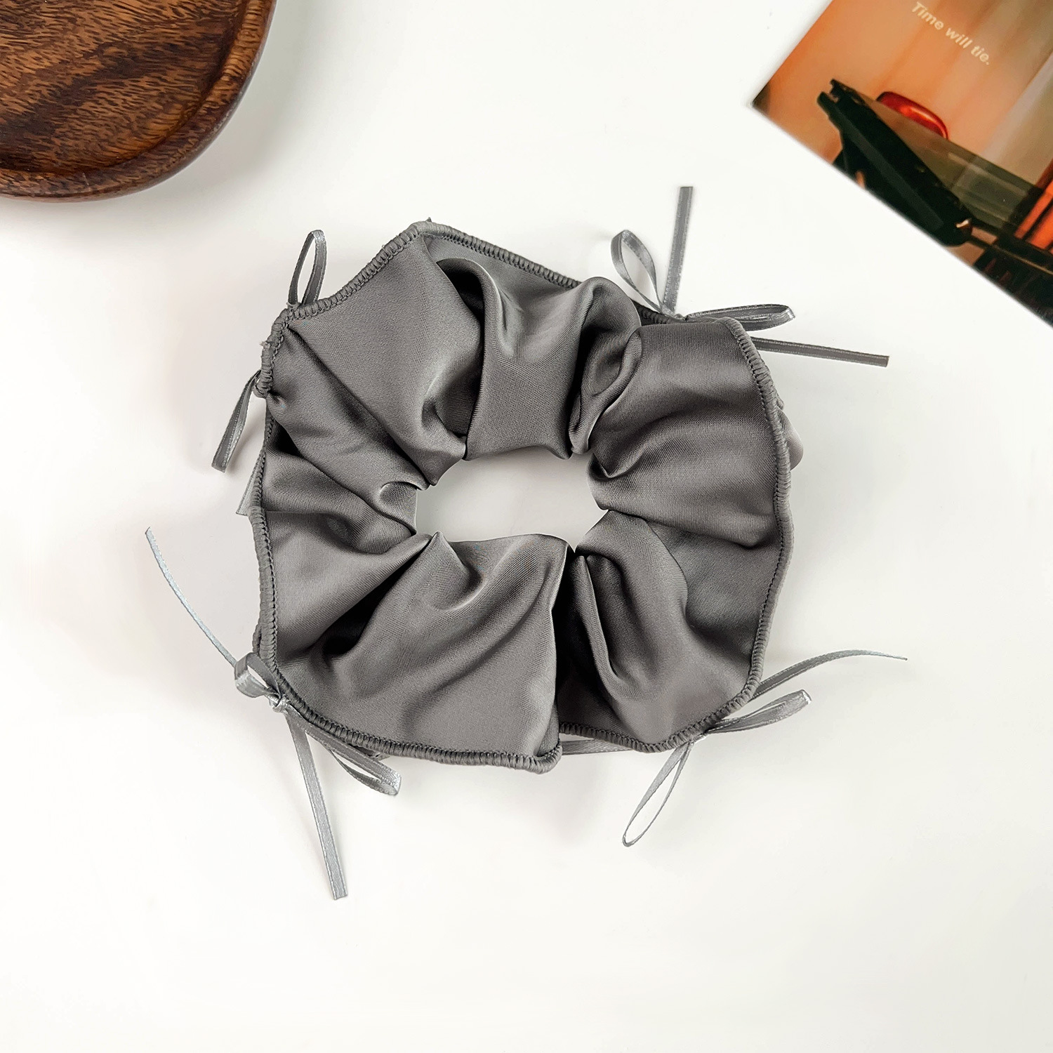 甜美芭蕾风丝带蝴蝶结大肠发圈少女扎发气质缎面发绳大号头绳发饰详情12