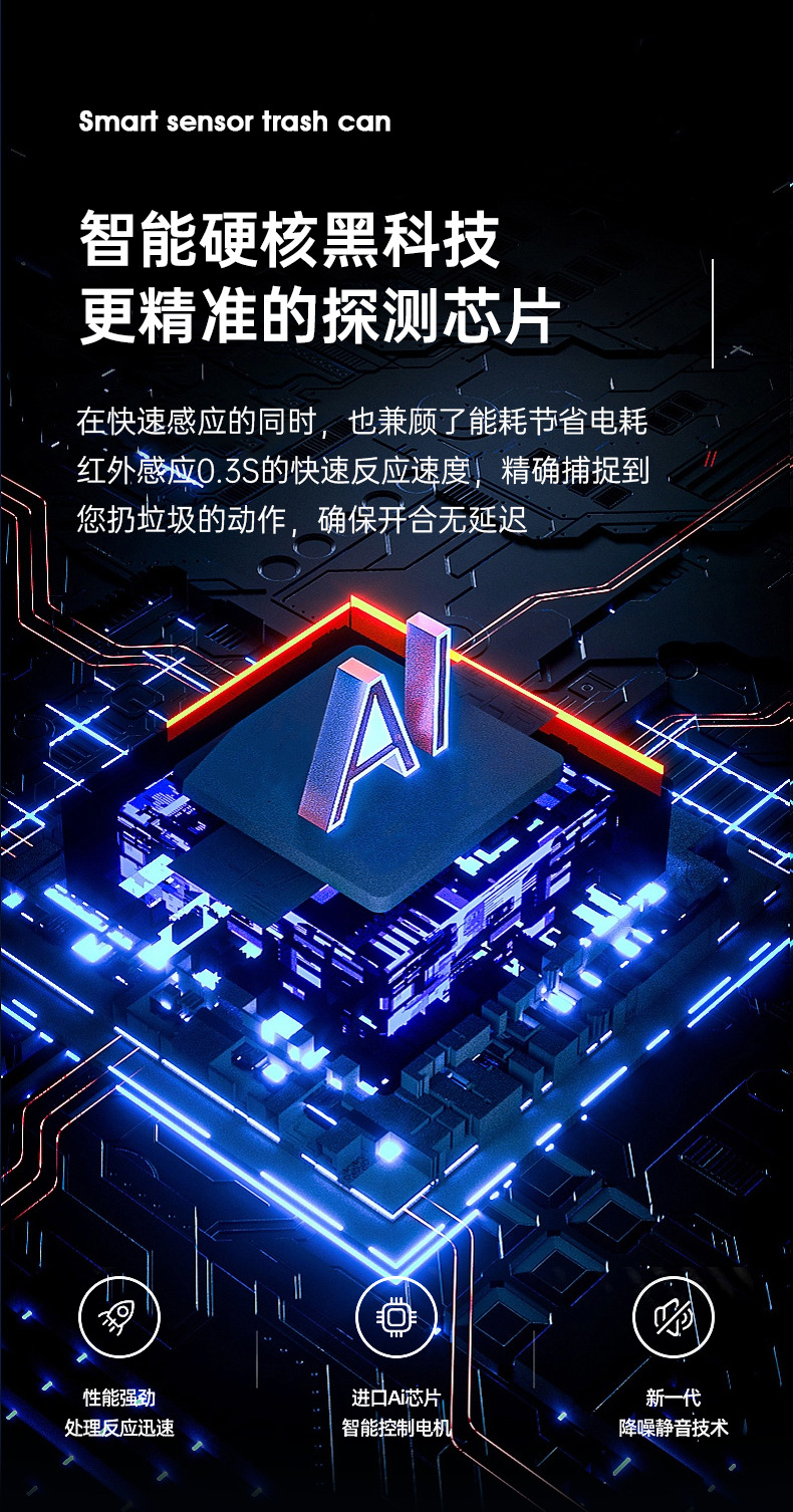 智能感应垃圾桶多功能轻奢家用厨房卫生间便携感应开盖垃圾桶批发详情6
