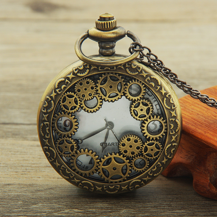 Chinese-style retro bronze-colored large pocket watches, tourist attraction souvenirs, old-fashioned hanging watches, gift watches wholesale pic 2