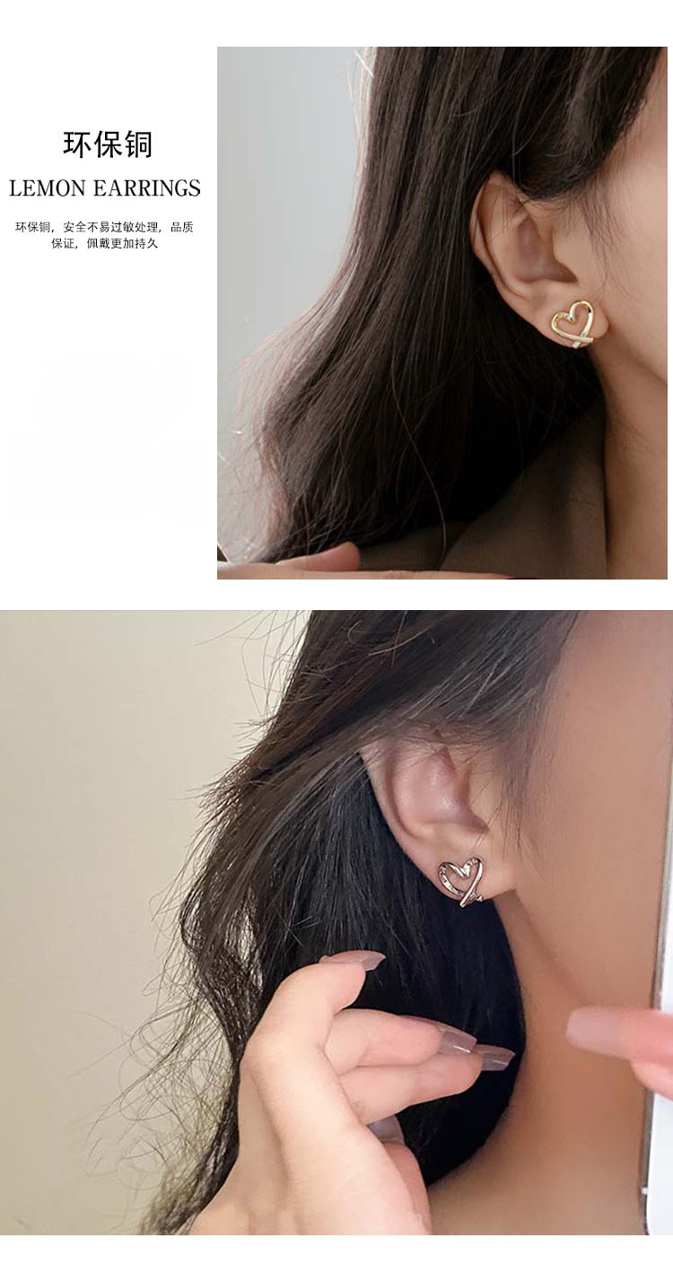 日常通勤百搭爱心耳夹女无耳洞可戴睡觉不用摘耳环气质桃心形耳饰详情15