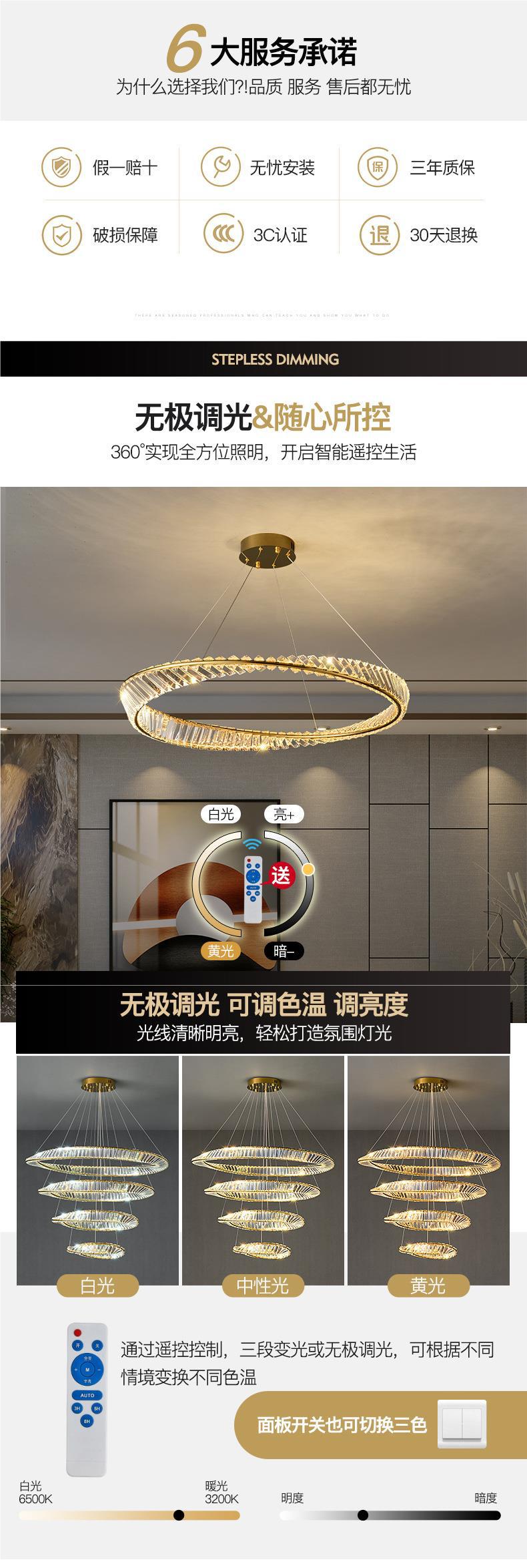意式轻奢水晶灯大客厅主吊灯设计师款环形卧室餐厅后现代简约灯具详情2