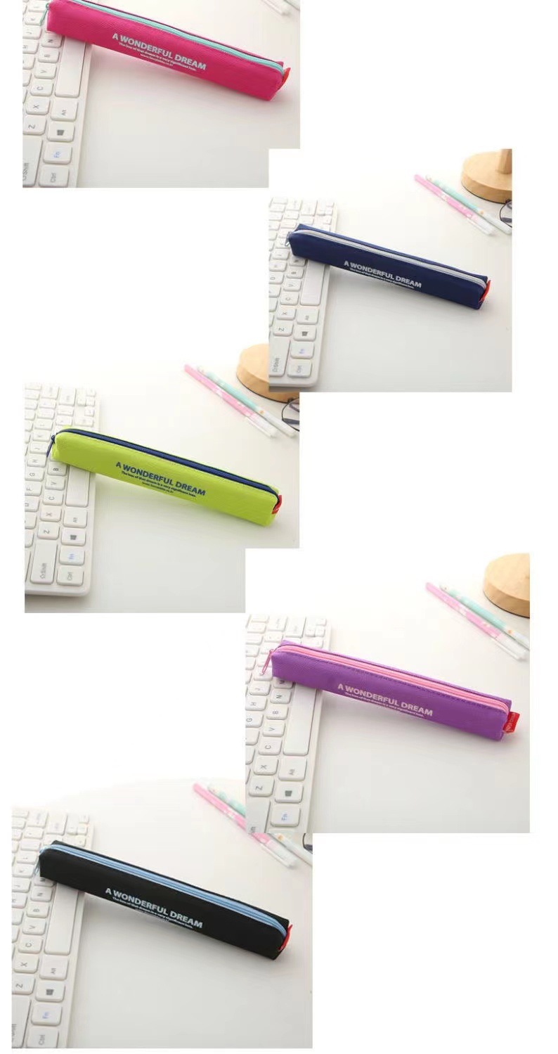 Korean mini pen case canvas, candy color contrasting letter stationery bag for primary, junior high and senior high school students, cute pen case pic 6